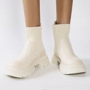 NWT Beige/Cream Chelsea Sock Boots